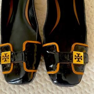 Tory Burch black and gold shoes
